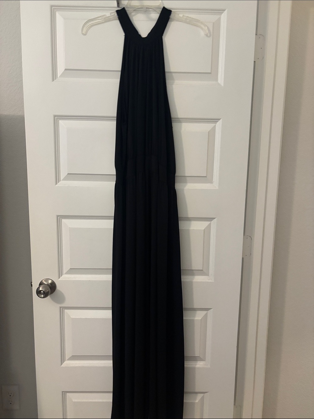 Livid Classic Black Halter Maxi Dress SZ 2X slinky dress open back sleek A Line